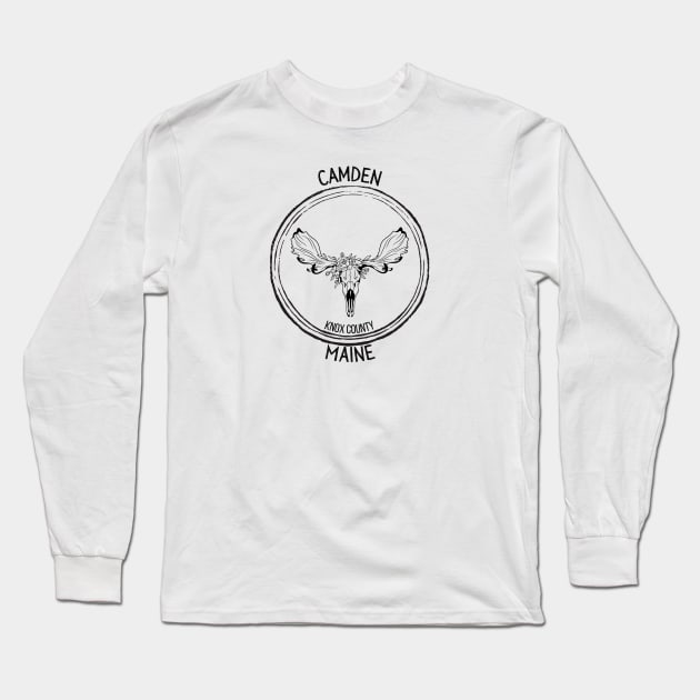 Camden Maine Moose Long Sleeve T-Shirt by TrapperWeasel